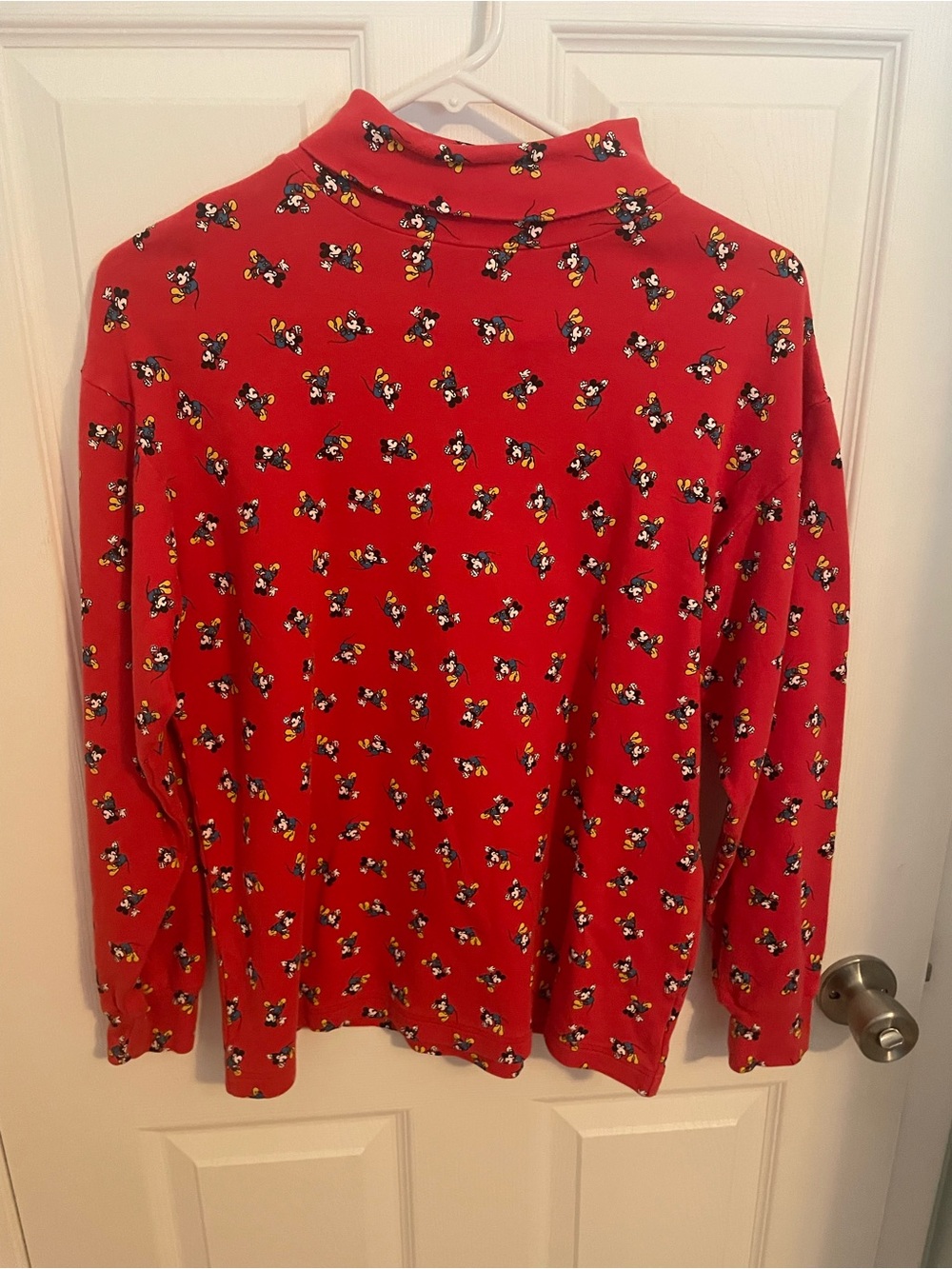 Disney Red Mock Neck Long Sleeve Tee with Mickey Print